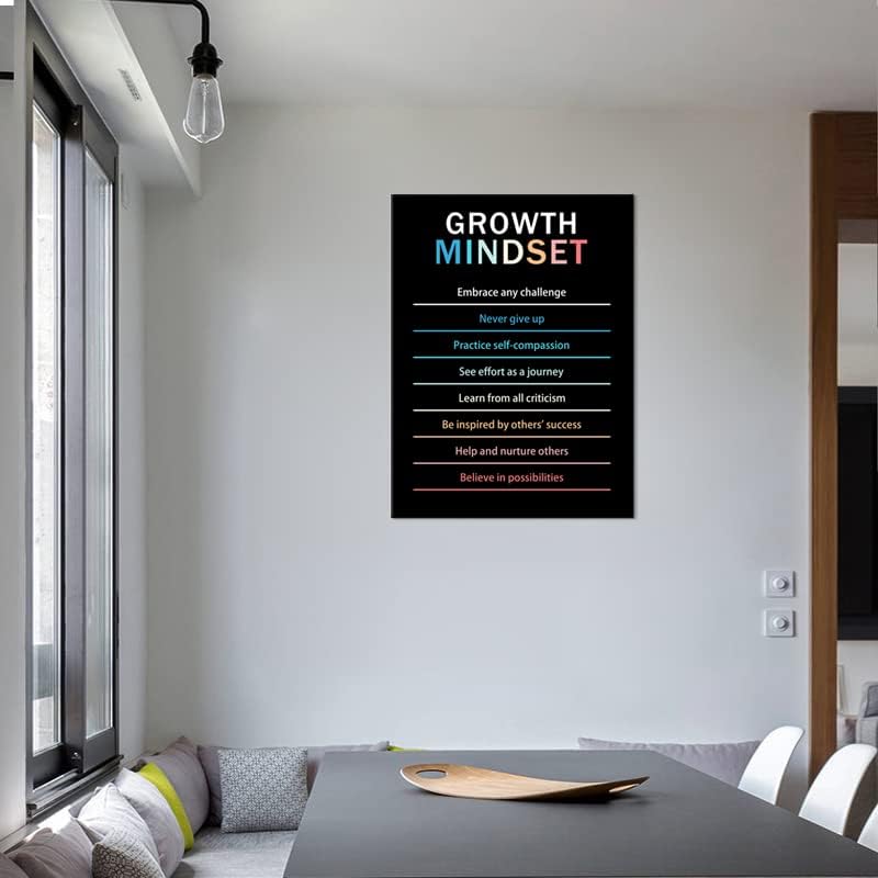 Inspirational Canvas Wall Art Growth Mindset quote Motivational Canvas Life Learning Poster Prints Framed Wall Art for Gym Inspiring Modern Home Wall Decor Framed Ready to Hang [30''W X 40''H]