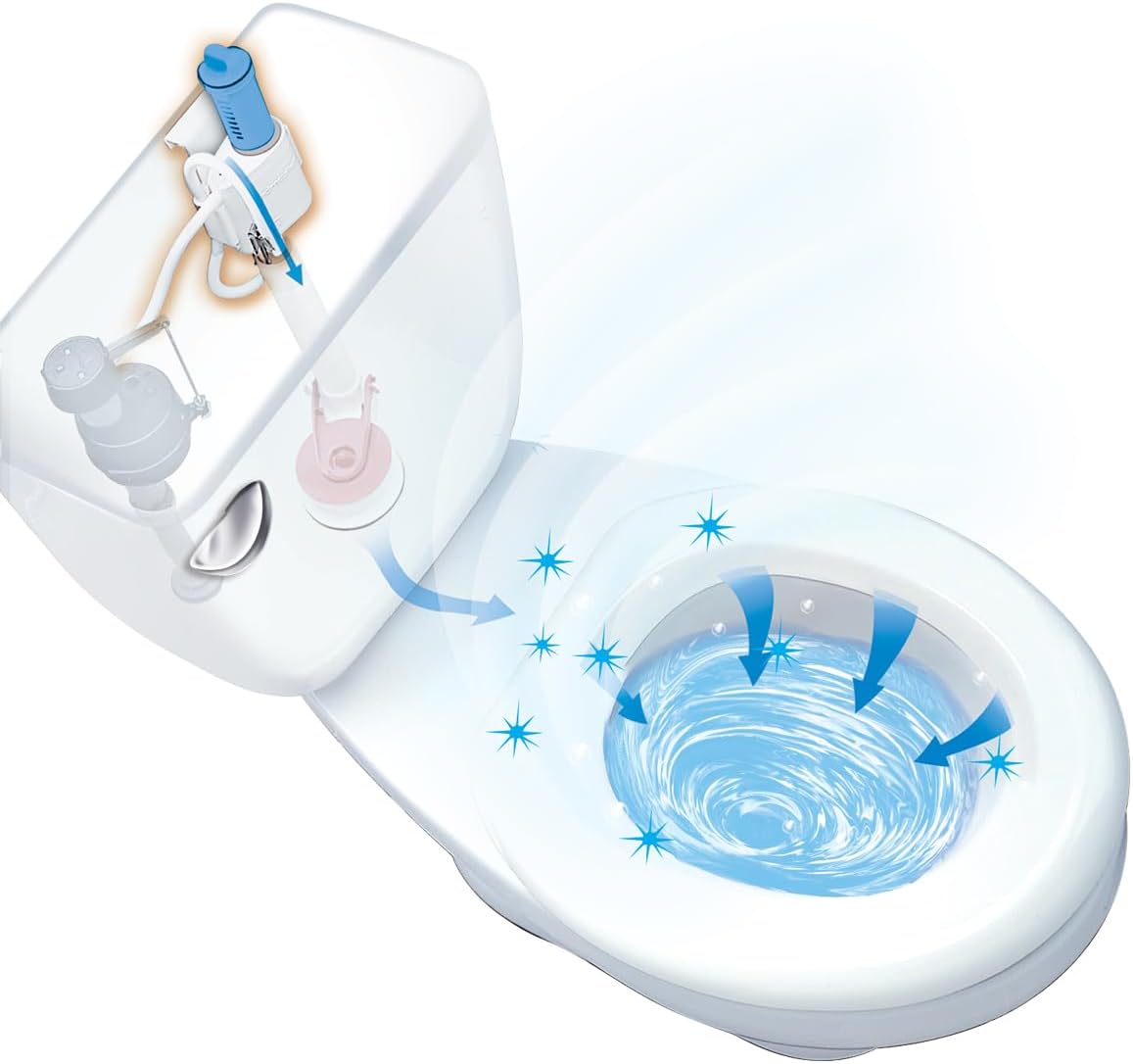 Fluidmaster 8100 Flush 'n Sparkle Automatic Toilet Bowl Cleaning System with Blue Cartridge, Upgraded Version
