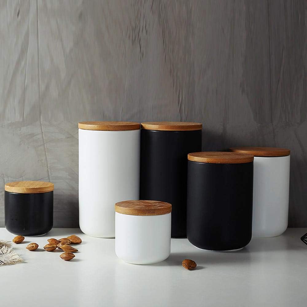 Ceramic Food Storage Jar Canister Modern Design Food Canisters with Airtight Seal Bamboo Lid, Loose Tea Coffee Spice Nuts Snacks Storage Jar Canister (Black 27.05oz/800ml)