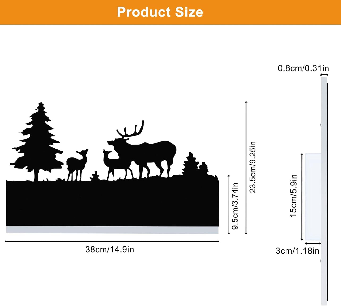 Wall Sconce LED Wall lamp, Indoor Wall Light with Cartoon Animal Pattern Design, Metal Acrylic Wall Lighting Glow Up and Down for Mirror Living Room Bedroom Hallway, 12W (Forest Deer)