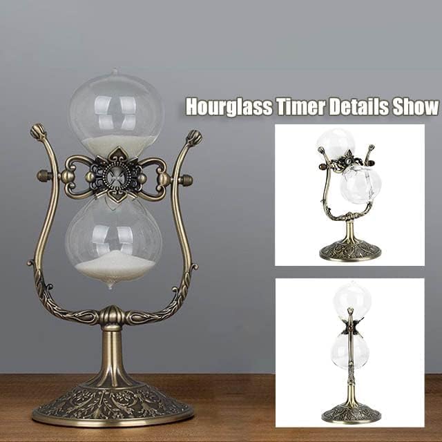 Sanduhr 30 Minuten,Reversible Hour Glass,Metal Vintage Hourglass,Hourglass Decor,for Home Decoration Office Desk Wedding Party Decor Kitchen Timer (White Sand)