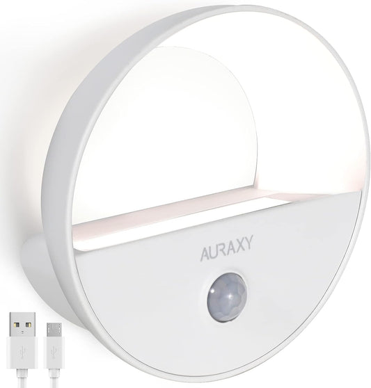 Rechargeable Motion Sensor Night Light, Battery Night Lights LED Cool White Magnetic Stick-on Motion Sensored Hallway Light, with Dusk to Dawn Sensor for Stair, Wall, Bedroom, Bathroom(1 Pack)