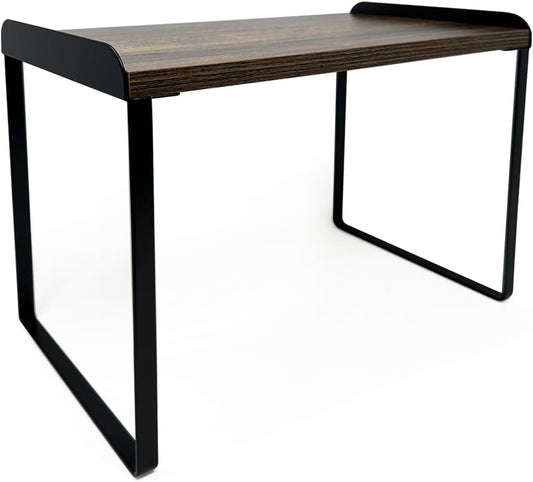 Mitus Shelf Organizer and Storage, Tiered Wood Cabinet Rack for The Kitchen Counter, Bathroom Counter, Pantry Cupboard, Office Desk Bookshelf, 12" Wide Walnut Brown and Black (Large)