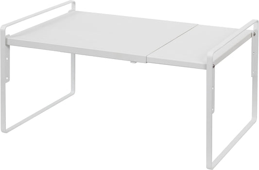 Nxconsu Cabinet Shelf Expandable Height Adjustable Shelf Organizer Riser for Kitchen Cabinet Pantry Cupboard Under Sink Countertop Organization Storage Space Saver Stackable Heavy Duty Metal White XL