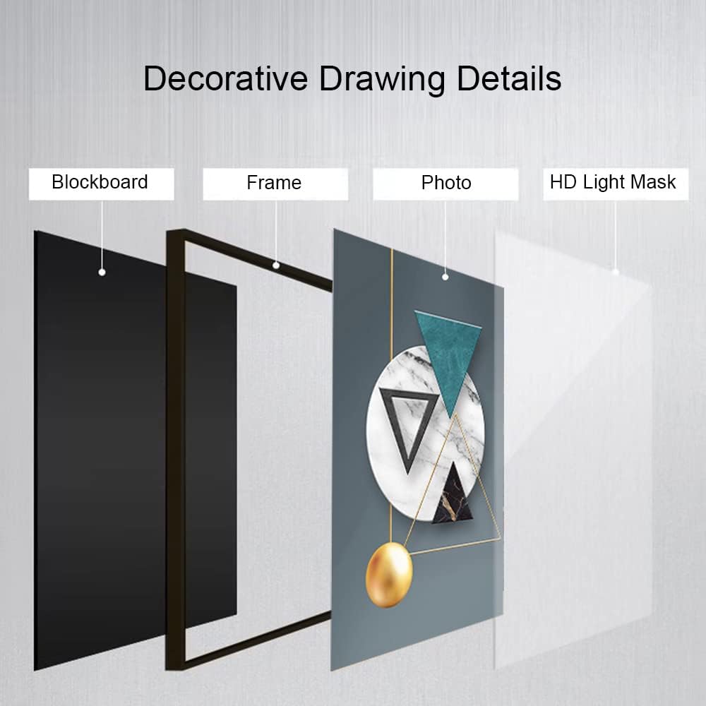 ARTKN 3 Pieces Framed Abstract Geometric Wall Art, Art Shapes Patterns Paintings, Modern Wall Decor Artwork, Large Wall Art for Living Room Bedroom Office(Blue, 16" X 24" X 3 pieces)