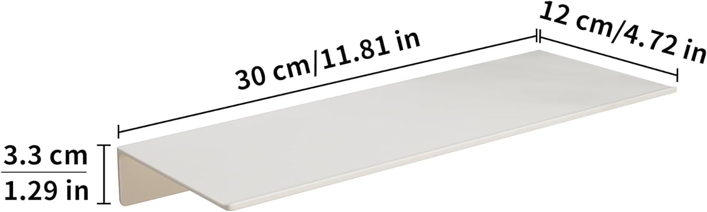 JOOM White Metal Floating Shelf - Floating Shelf, Small Bathroom Shelf, Display Shelves for Wall Storage (12 in)