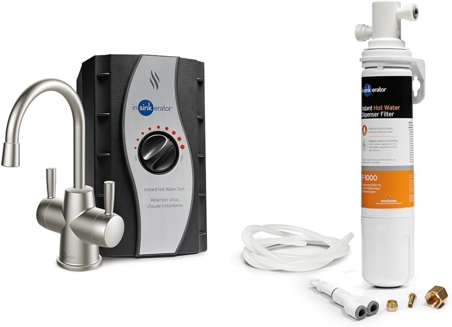 InSinkErator HOT250 Instant Hot and Cold Water Dispenser System & F-1000S Standard Under Sink Water Filtration System for Instant Hot and Cold Water Dispenser System