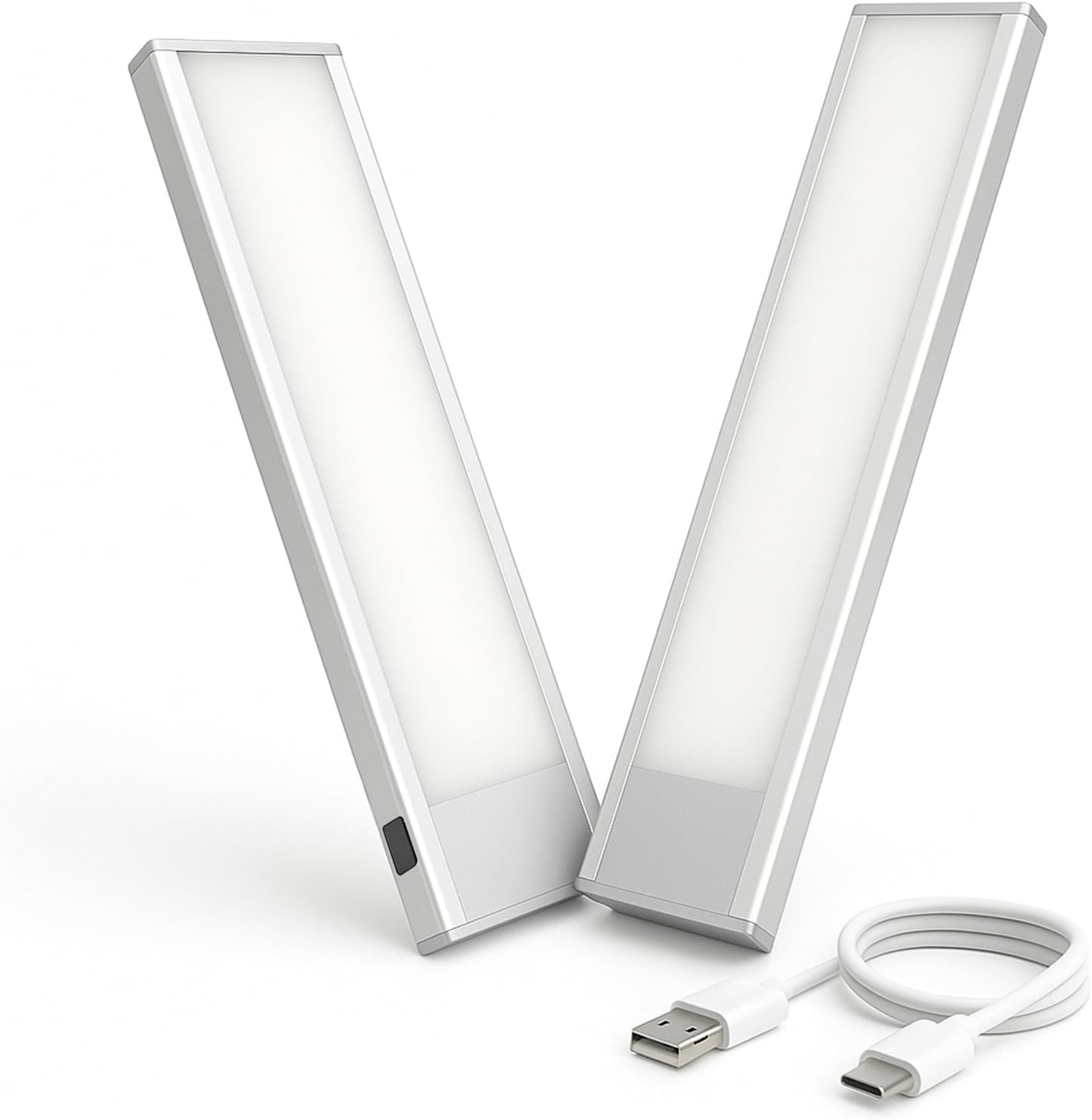 VST Rechargeable Drawer Lighting, Door Open Automatic ON/Off Light, Stick-ON LED Cabinet Light for Wardrobe Kitchen Basement Trunk Pantry Gun Safe (2 Pack, Warm Light - 3000K)