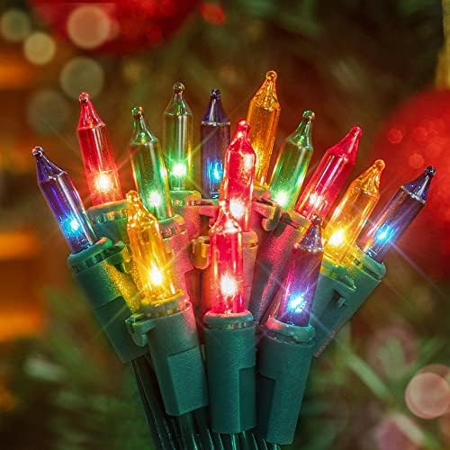 Hopolon Mini Christmas Lights, 2 Pack 23ft 100L String Lights, 120V UL Plug Extendable Xmas Tree Lights for Christmas, Patio, Home, Party, Holiday, Garden, Indoor/Outdoor Decor(2pcs Multicolor)