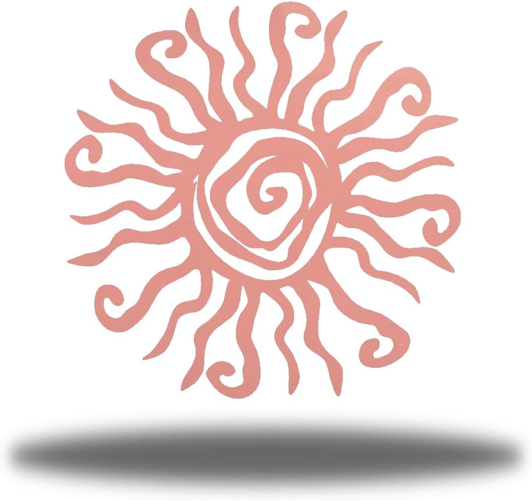Riverside Designs Wacky Sun Metal Wall Art Indoor/Outdoor Decor - 12" Pink Rust Proof Wall Sculpture - Made in USA - Ideal for Bedroom, Garden, Home, Patio and Farmhouse