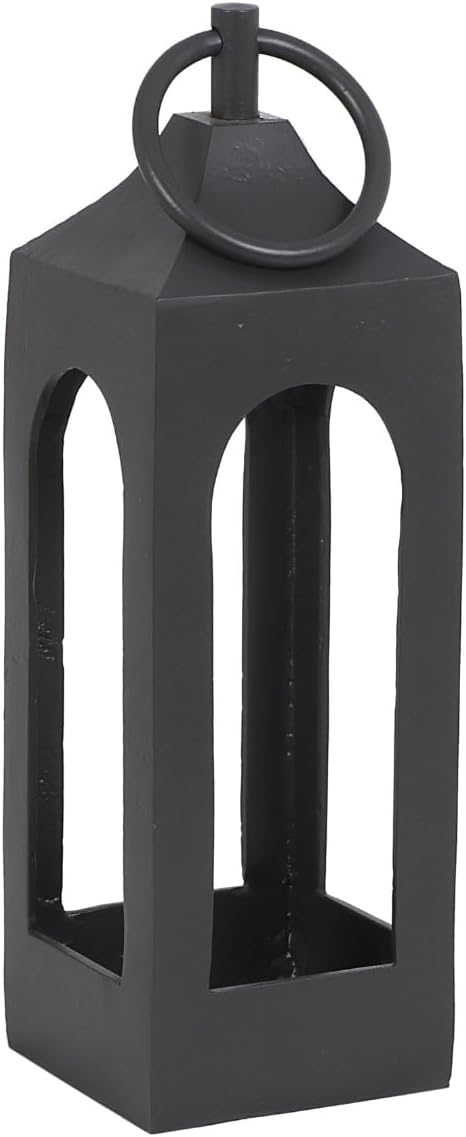 Small Black Lantern, Rustic Metal Decorative Lantern, Candle Holder for Indoor & Outdoor, Home Decor for Patio, Garden & Tabletop, Hanging Lantern for Parties & Weddings