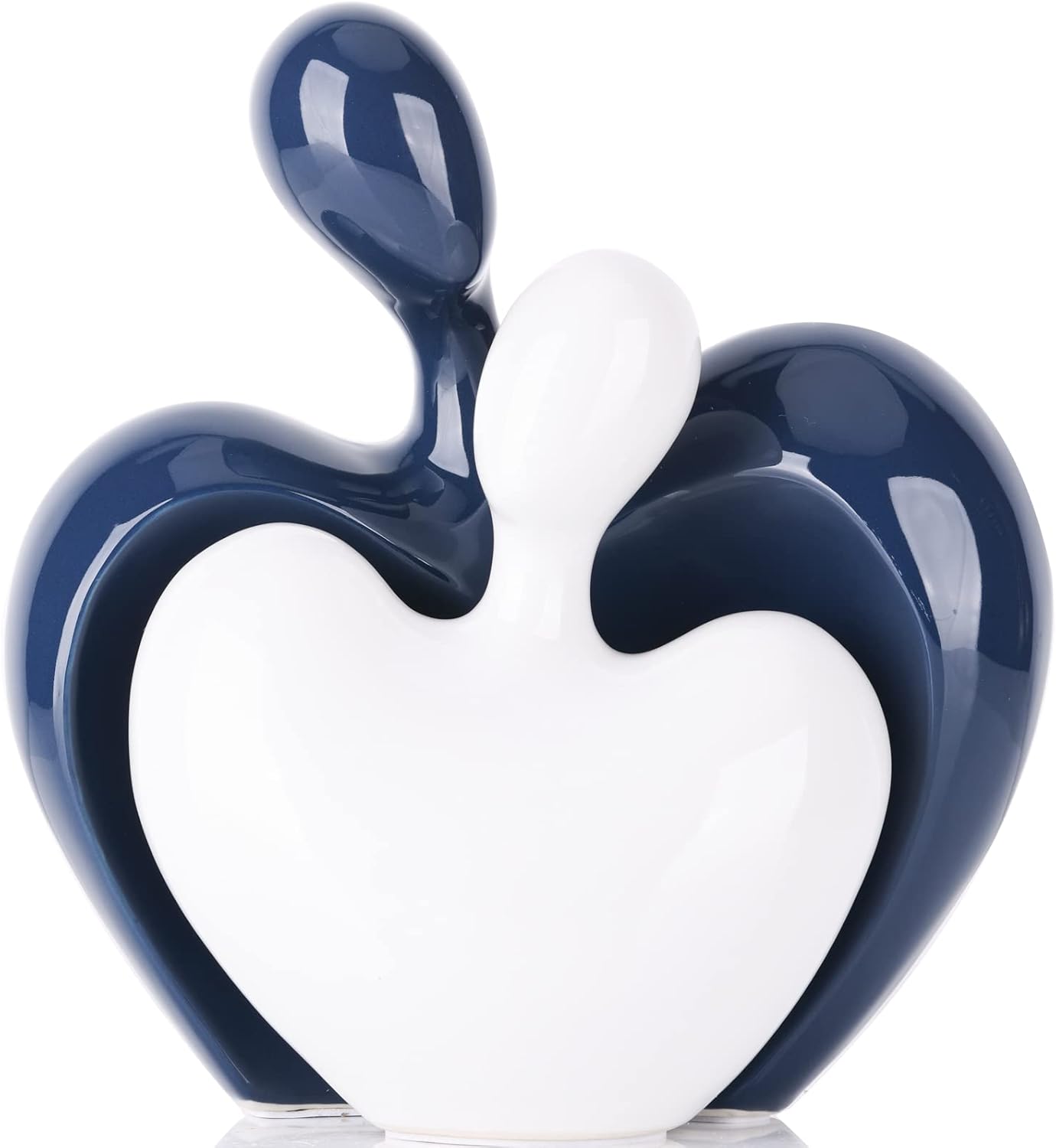 XMGZQ Blue and White Ceramic Couple Figurines Home Decor Accent,Wedding Engagement Romantic Gift for Husband Wife,Large Male and Female Love Statue Valentine's Day Birthday,Abstract Hugging Couple