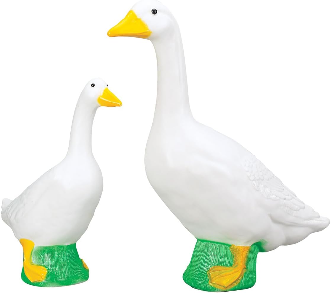 Fox Valley Traders Gaggleville Porch Goose Bundle Goose and Baby Statue – Charming Outdoor Decorative Figurine for Garden, Patio, or Entryway Accent