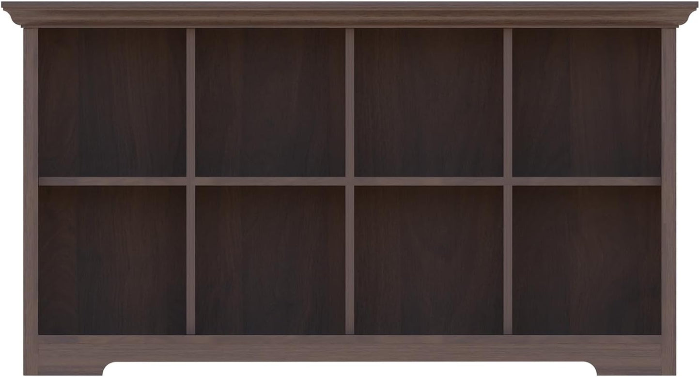 Cube Shelf Bookcase with Base - Wooden 2 Tiers Floor Standing Low Storage Cabinet for Home and Office, 8-Cube Lattice Bookshelf, Walnut