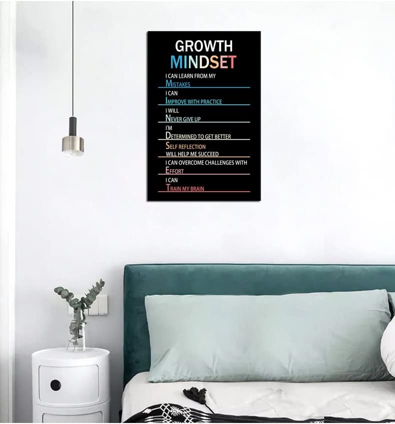 WYJZDZQ8 Inspirational Canvas Painting Growth Mindset Wall Art Motivational Poster Inspiring Prints Wall Pictures for Living Room Office Home Decor Office Framed Ready to Hang [12''W x 18''H]