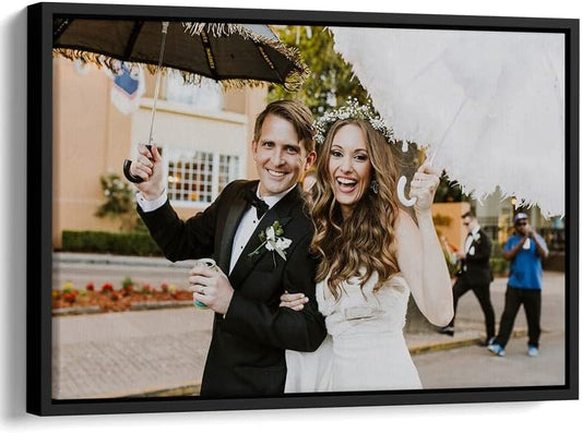 Framed Canvas Prints With Your Photos - Personalized Picture To Canvas Wall Art 14x11 Inches - Gift Wrapping Available