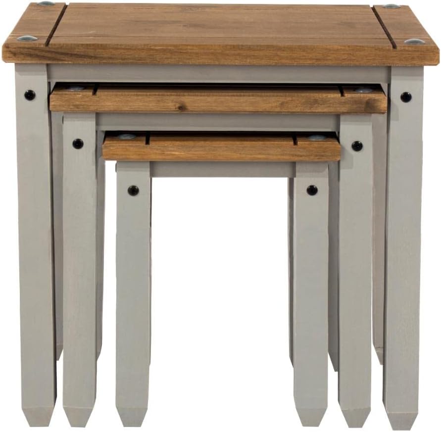 Wood Nest of 3 Tables Corona Gray