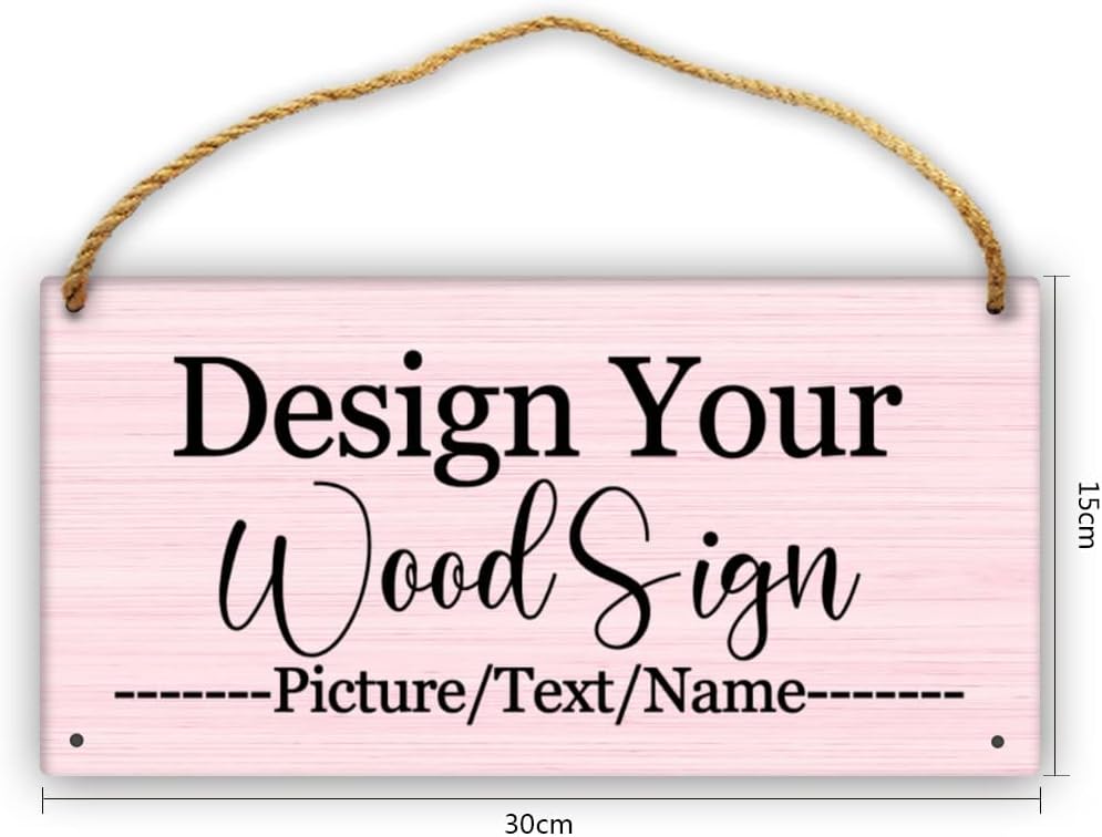 Personalized Rustic Wooden Sign, Custom Plaque Wall Hanging, Art Wood Board Sign for House, Customized Name Sign, Gifts for Family Members Teachers Friends 11.8x5.9 inch