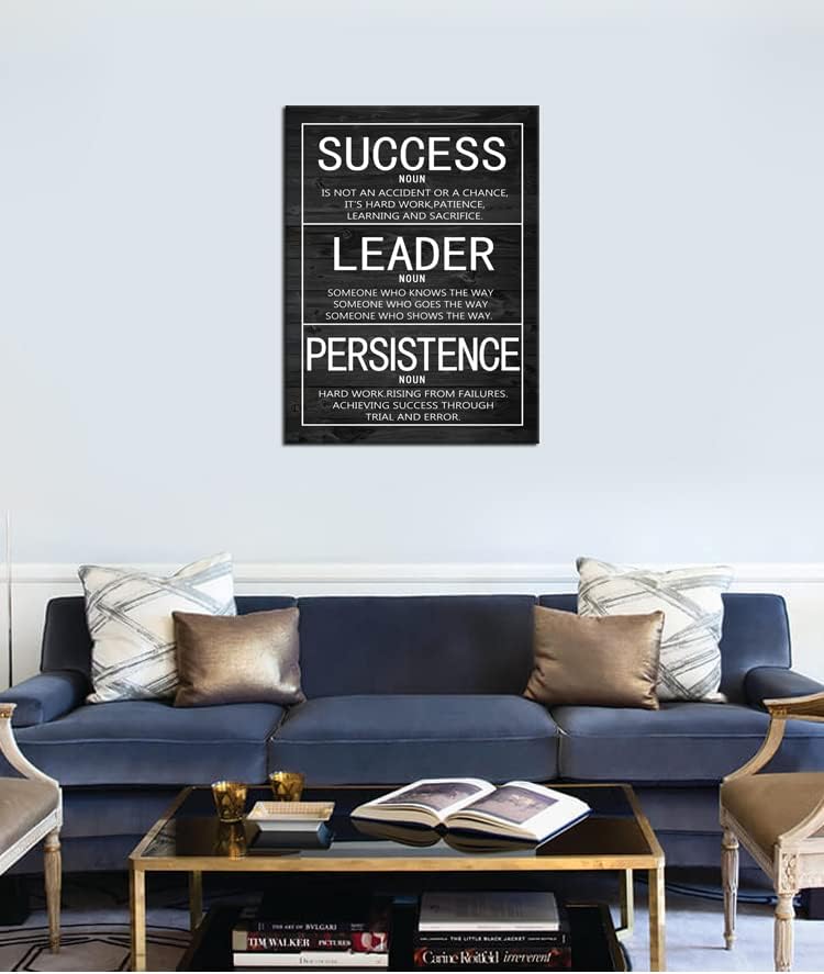 Success Leader Persistence Inspirational Wall Art Motivational Poster Motivation Quotes Canvas Prints Artwork for Office Modern Home Decor Painting Stretched and Framed Ready to Hang [30''Wx 40''H]
