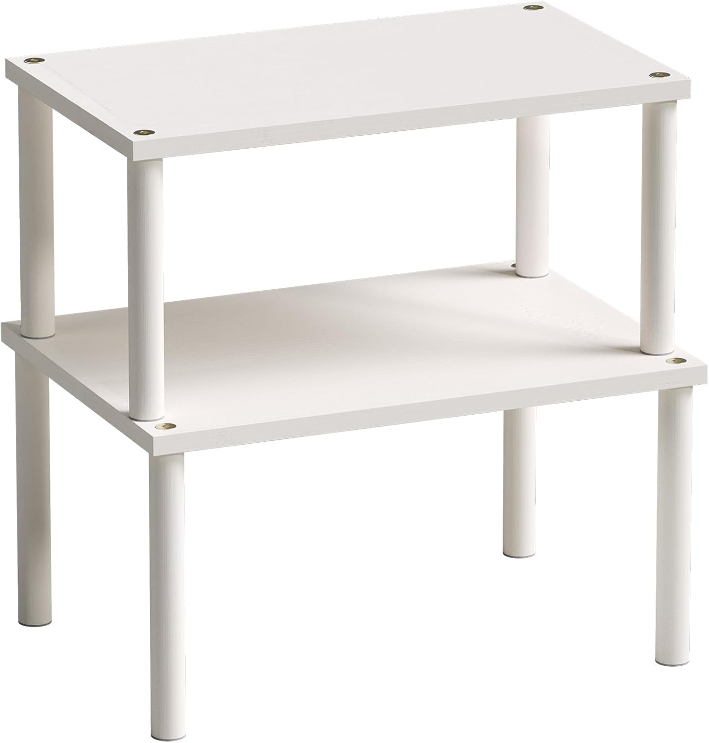 Cabinet Organizer Shelf(Set of 2),Kitchen Counter Shelves,Bamboo Spice Rack Countertop and Cabinet,Stackable Expandable,Medium,(White)