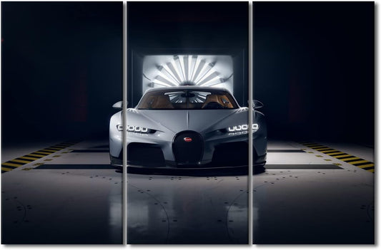 TUMOVO Supercar Wall Art for Living Room Large Size Gray Sports Car Office Wall Decor Canvas Prints Speed Sports Racing Cars Modern Artwork for Bedroom Bathroom Framed Ready to Hang, 60" Wx40 H