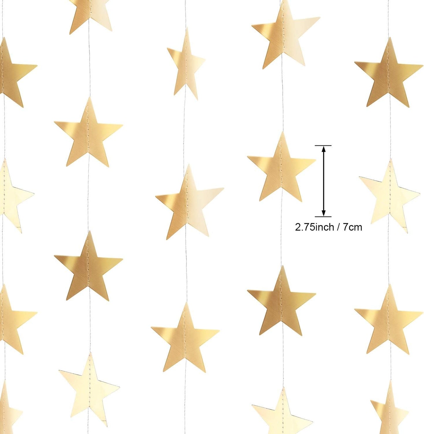Patelai Glitter Star Garland Banner Decor 130 Feet Star Hanging Bunting Banner Twinkle Backdrop for Homecoming Classroom Wedding Birthday Halloween Christmas Party Supplies(Champagne Gold)