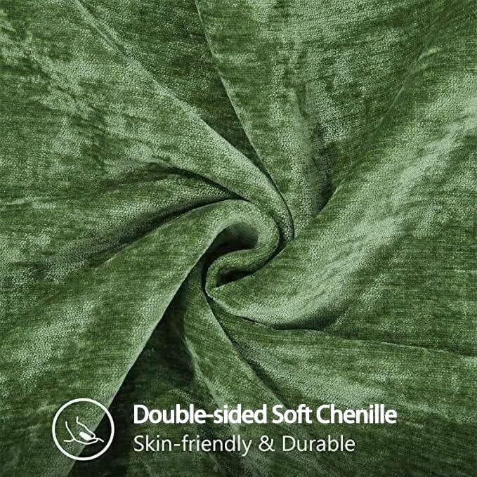 decorUhome Fall Chenille Soft Throw Pillow Covers 18x18 Set of 2, Farmhouse Velvet Neutral Decorative Euro Pillow Covers with Stitched Edge for Couch Sofa Bed Home Decor, Forest Elf