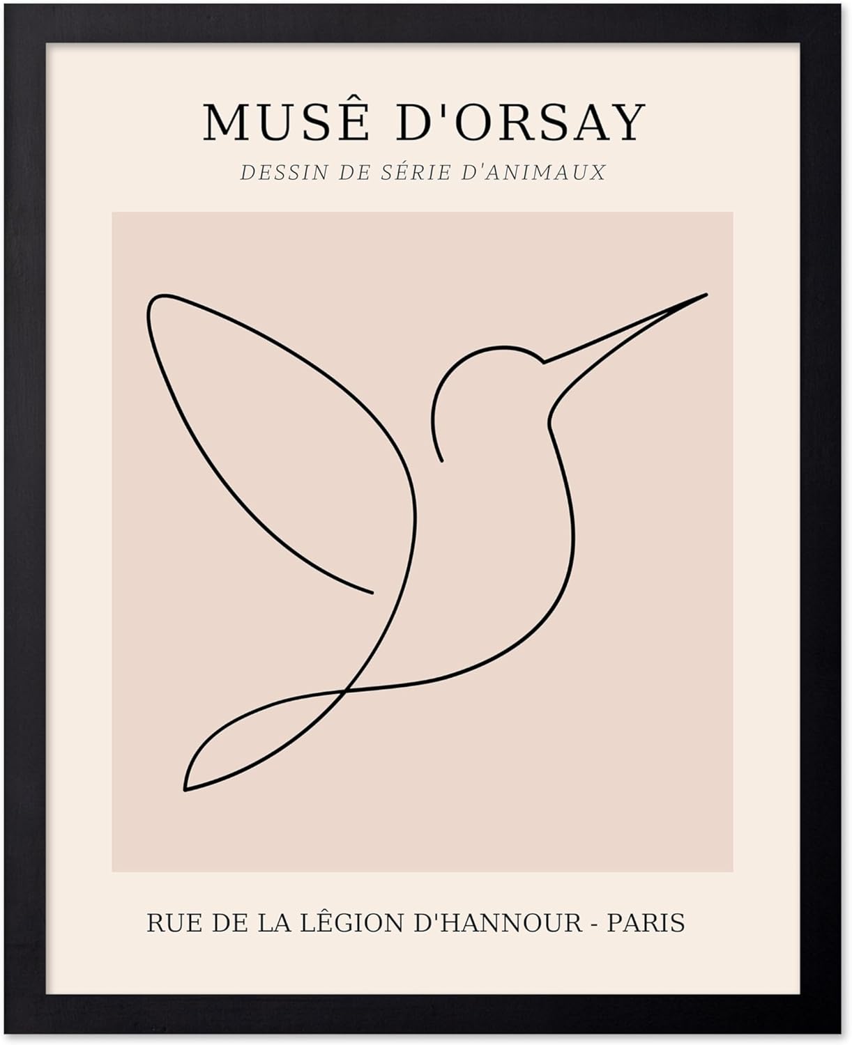 Poster Master Vintage Poster - Retro One Line Hummingbird Drawing Print - Bird Line Art - Minimal Gift for Him, Her, Animal Lover - Abstract Decor for Home, Office - 11x14 UNFRAMED Wall Art