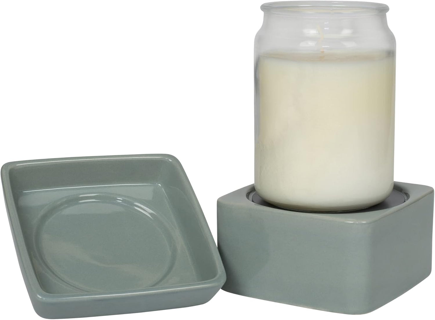 Ceramic Stoneware Electric 2-in-1 Tart Wax Oil Candle Warmer (1, Grey)