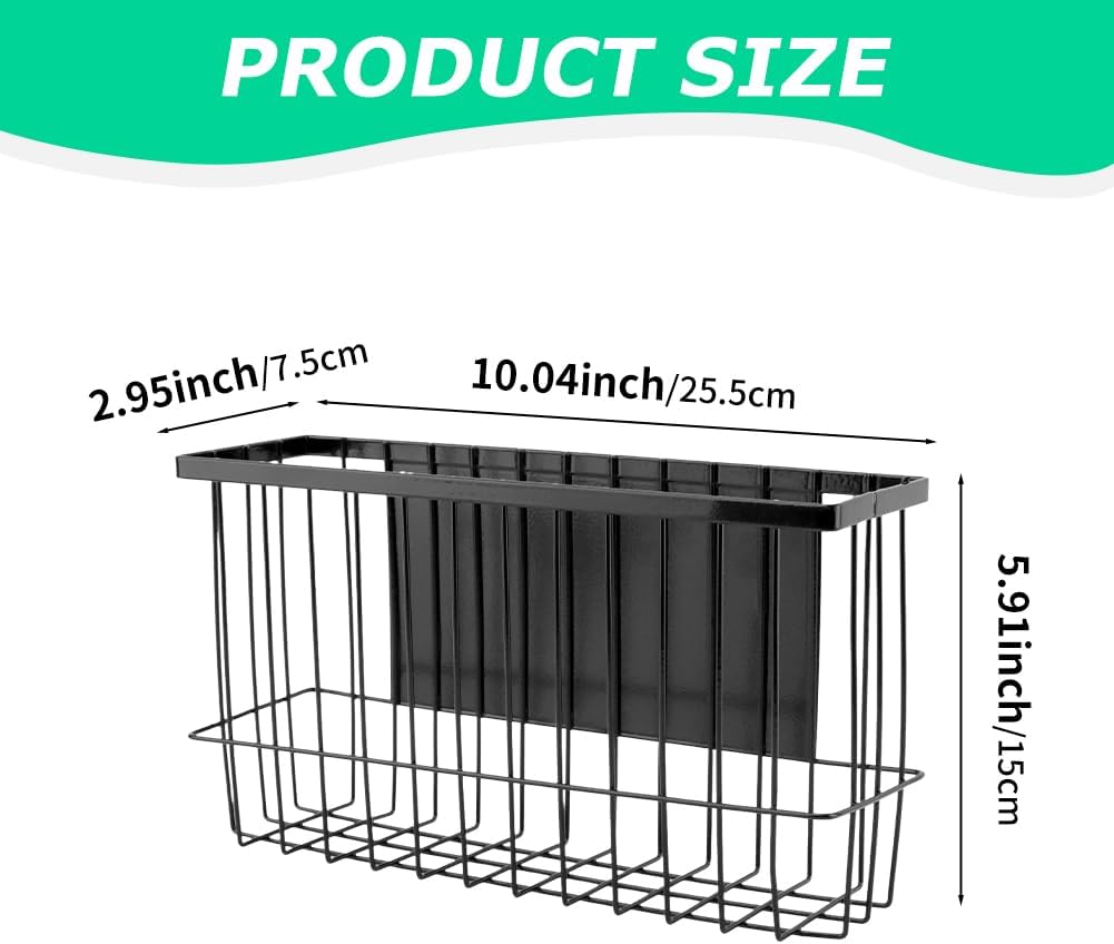 Magnetic Storage Basket Organizer for Fridge & Kitchen, 11lb Capacity Essentials Holder, No Tools Needed, Adjustable & Removable Spice Rack for Plastic Wrap, Foil, & More