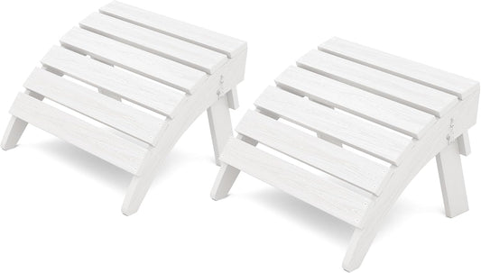 KINGYES Folding Adirondack Ottomans Set of 2 for Adirondack Chair, White