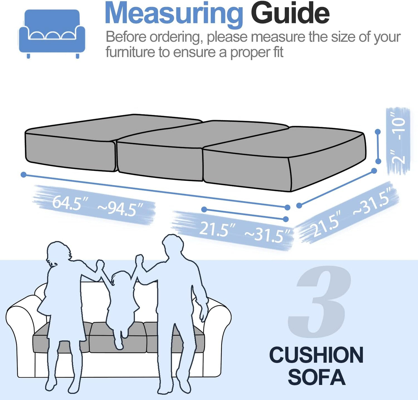 Couch Cushion Covers for L Shaped Sectional Sofa – Softer Chenille Sofa Covers Washable, Non-Slip Stretch Couch Covers & Individual Seat Cushion Slipcovers (3 Piece, Dark Grey)