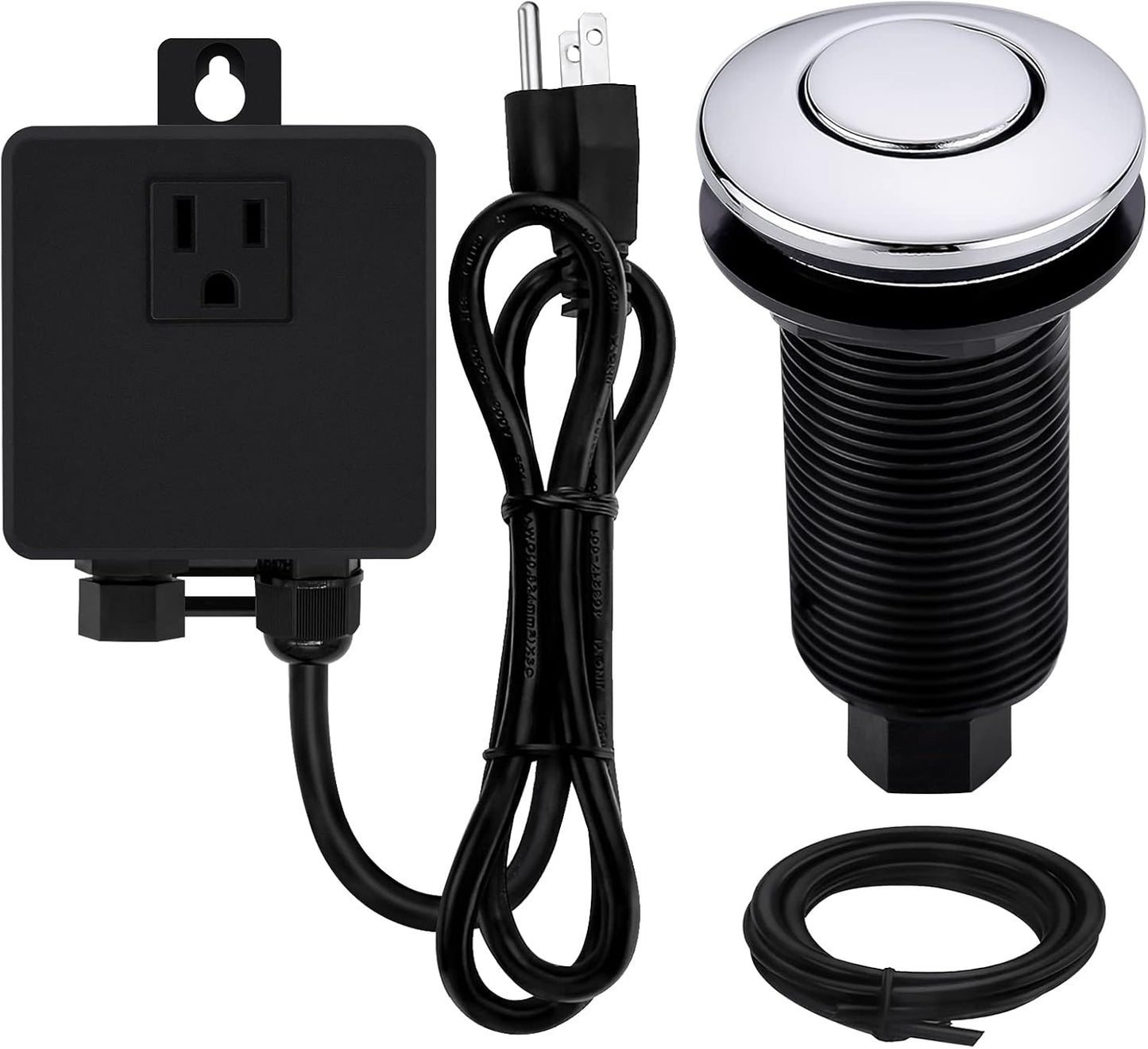 Garbage Disposal SinkTop Air Switch Kit with Long Button,Brass Made Cover,Chrome