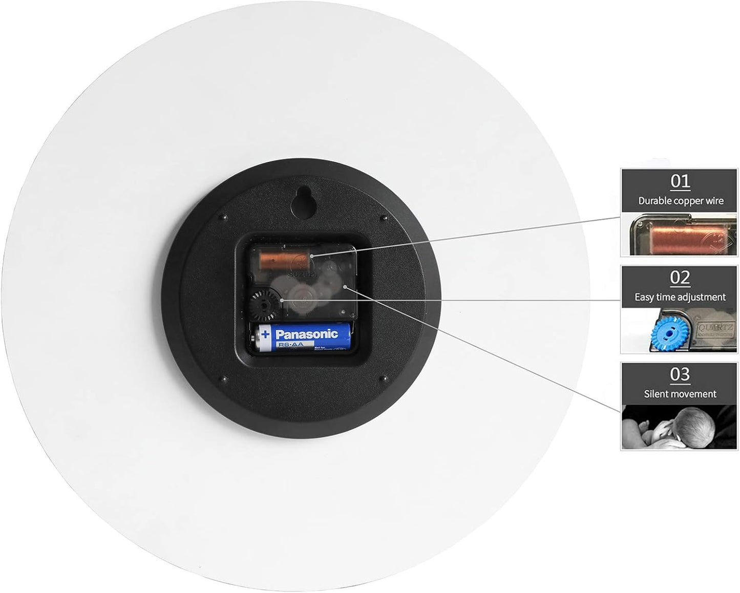 Stephanie Imports Modern Minimalist Dark Concrete Gray Silent Wall Clock (Silver)