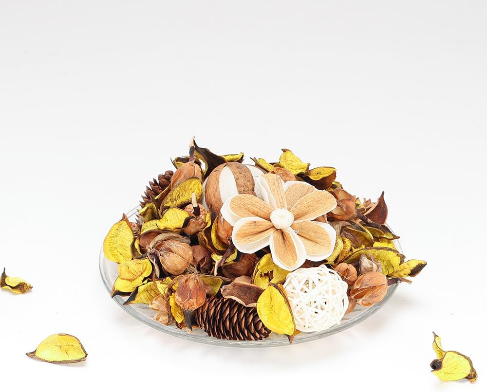 Potpourri Bowl Filler, Spring Pot pourri Dried Flower Vase Fill Mix, Home Decor Scented Dry Poporri, 3 Color Options Natural Flower Home Decor (Yellow)