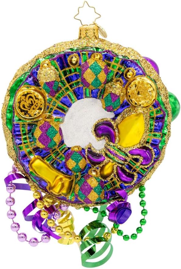 Christopher Radko Hand-Crafted European Glass Christmas Tree Decorative Ornament, Mardi Gras Majesty