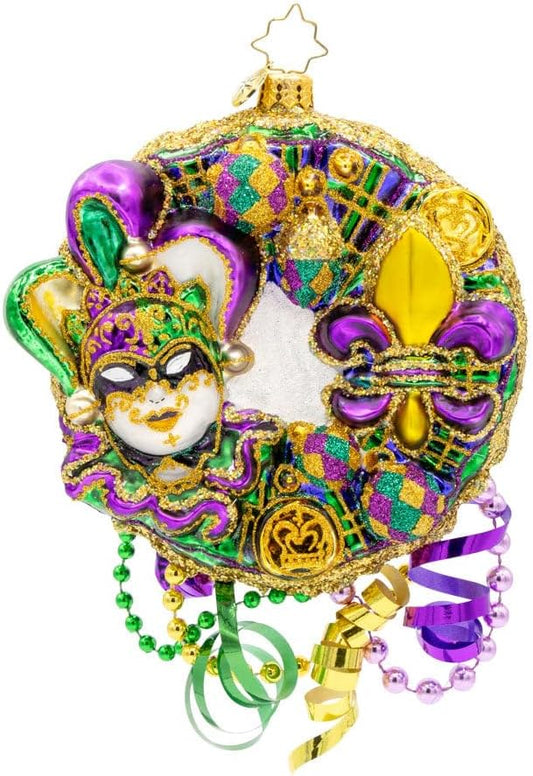 Christopher Radko Hand-Crafted European Glass Christmas Tree Decorative Ornament, Mardi Gras Majesty