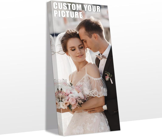 Personalized Custom Canvas Prints with Your Photos & Text, Customized Picture Print, Transform Own Images Into Framed Wall Art Digitally Printed Photo to Canvas, Keepsakes Gifts for Family 16x36’’