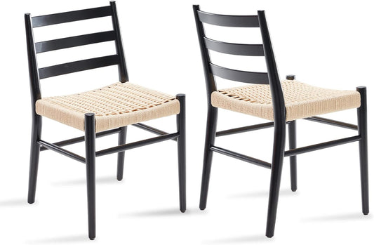 STARY Wood Rattan Dining Room Chairs with Comfortable Woven Seat,Fully-Assembled