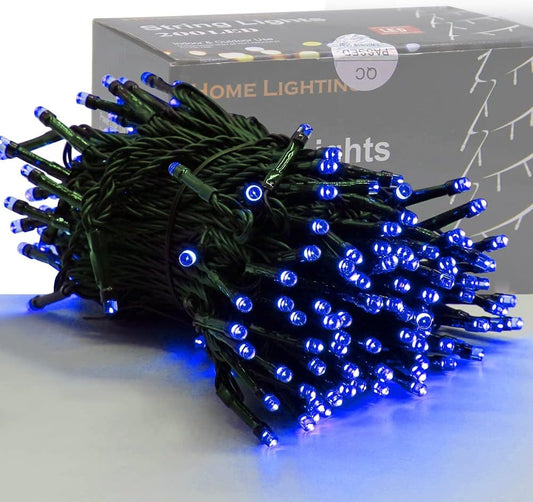 HOME LIGHTING 66ft Christmas Decorative Mini Lights, 200 LED Green Wire Fairy Starry String Lights Plug in, 8 Lighting Modes, for Indoor Outdoor Xmas Tree Wedding Party Decoration (Blue)