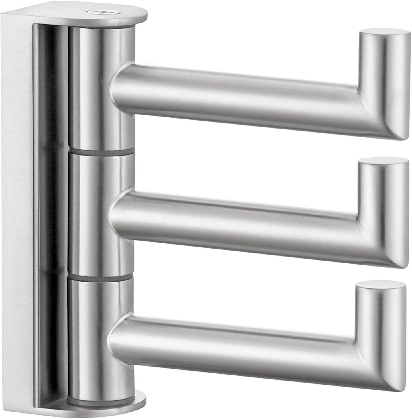 Angle Simple Swivel Towel Hook 3 Arms, SUS 304 Stainless Steel Foldable Robe Towel Hook for Bathroom, Wall Coat Holder, Brushed Nickel