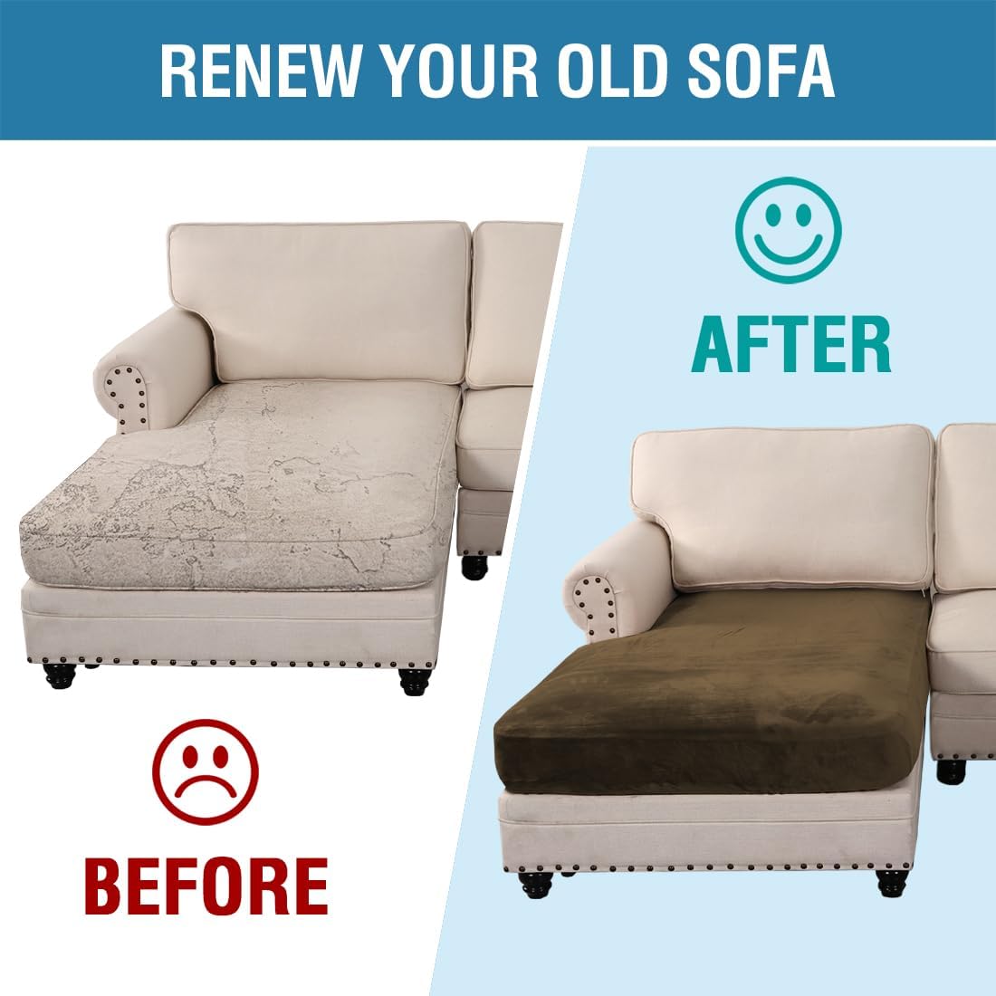 H.VERSAILTEX Velvet Stretch Individual Chaise Cover Sectional Couch Covers for L Shaped Sofa Both Left/Right Furniture Protector Seat Cushion Sofa Cover (1 Piece Chaise Cover, Bronze Brown)