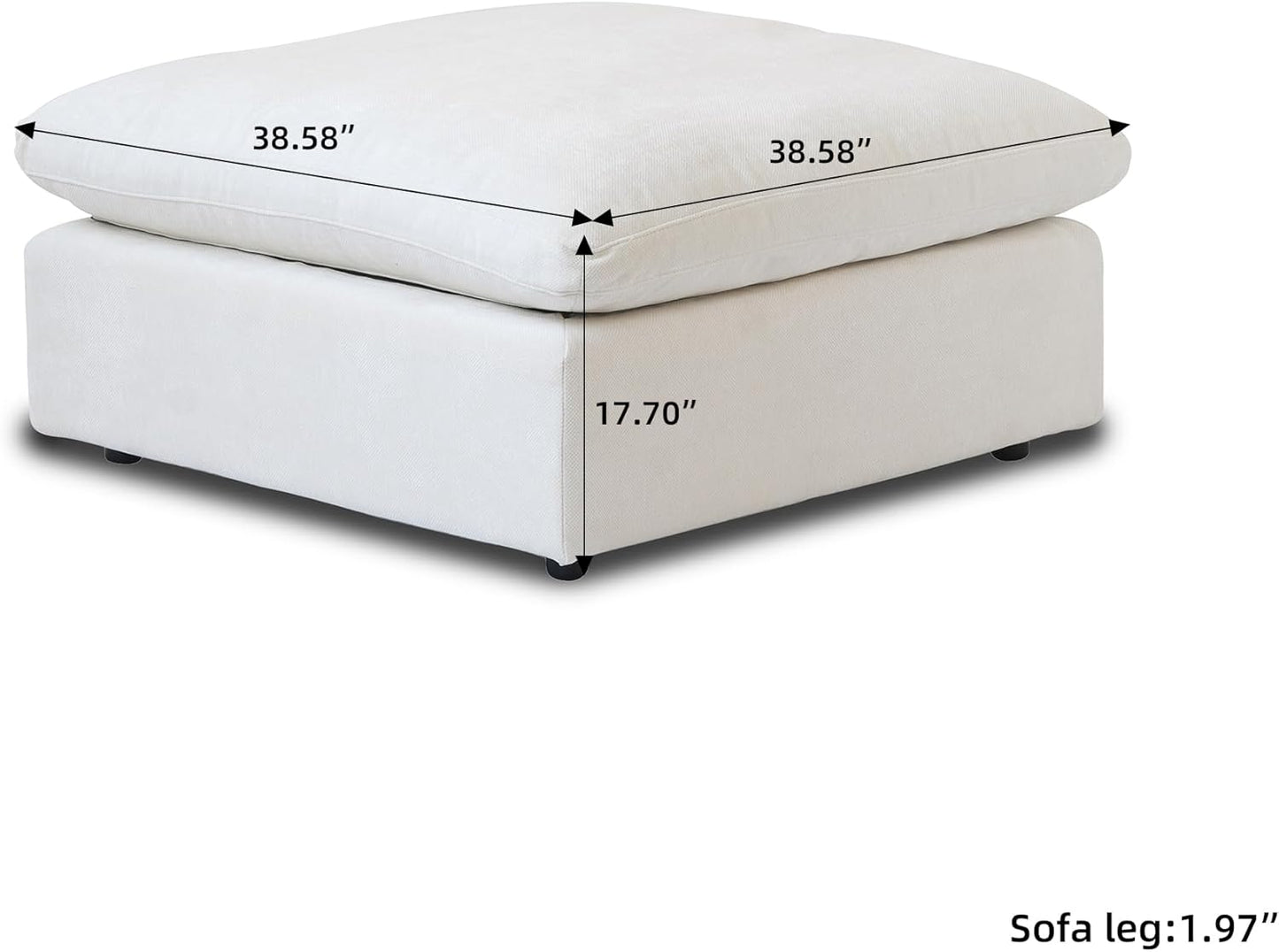 JACH U Shaped Sectional Couches, Cloud Sectional Couch with Deep Seat, 119" Down Filled Modular Sofa with Chaise, Covers Removeable & Washable, Sofas Furniture for Living Room, White