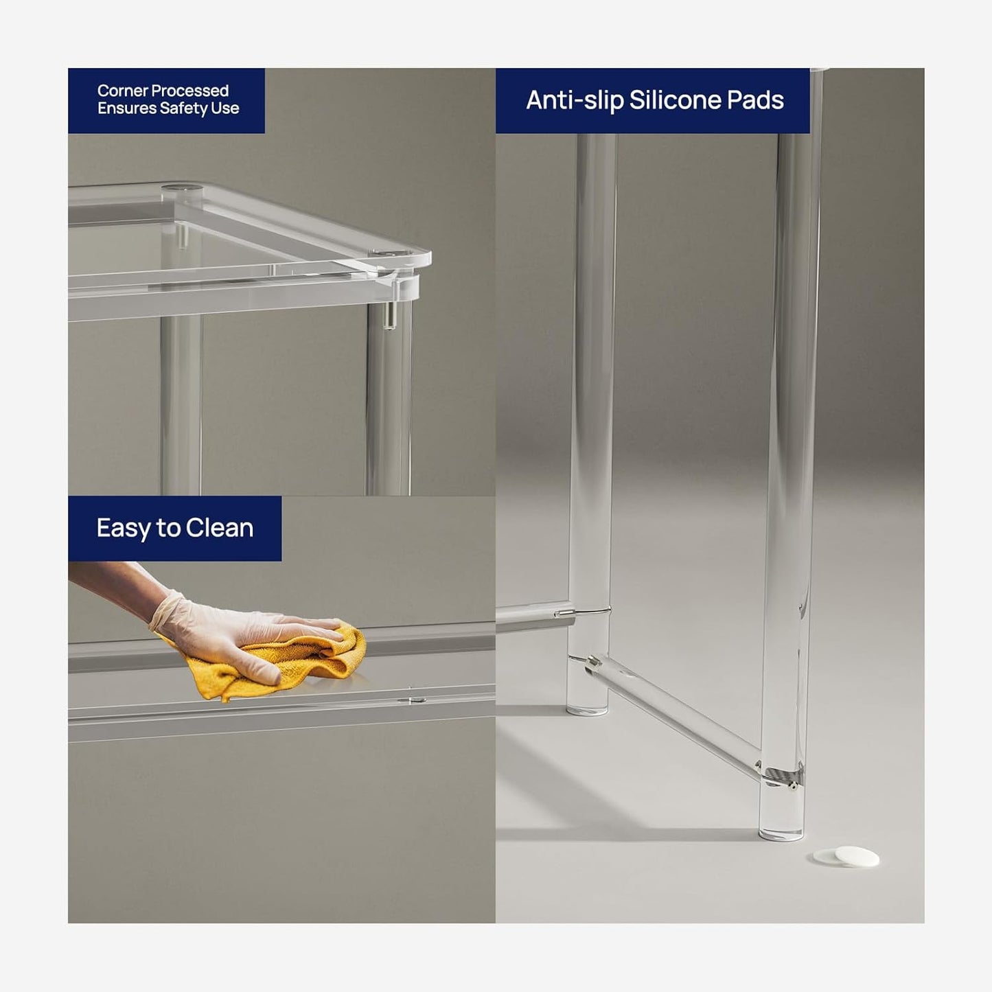 HMYHUM Acrylic Desk, Clear Desk for Home Office for Laptop, Study, Writing, Vanity Table with Cylindrical Legs, Modern, Easy Assembly, 39.4" L x 19.7" W x 29.5" H