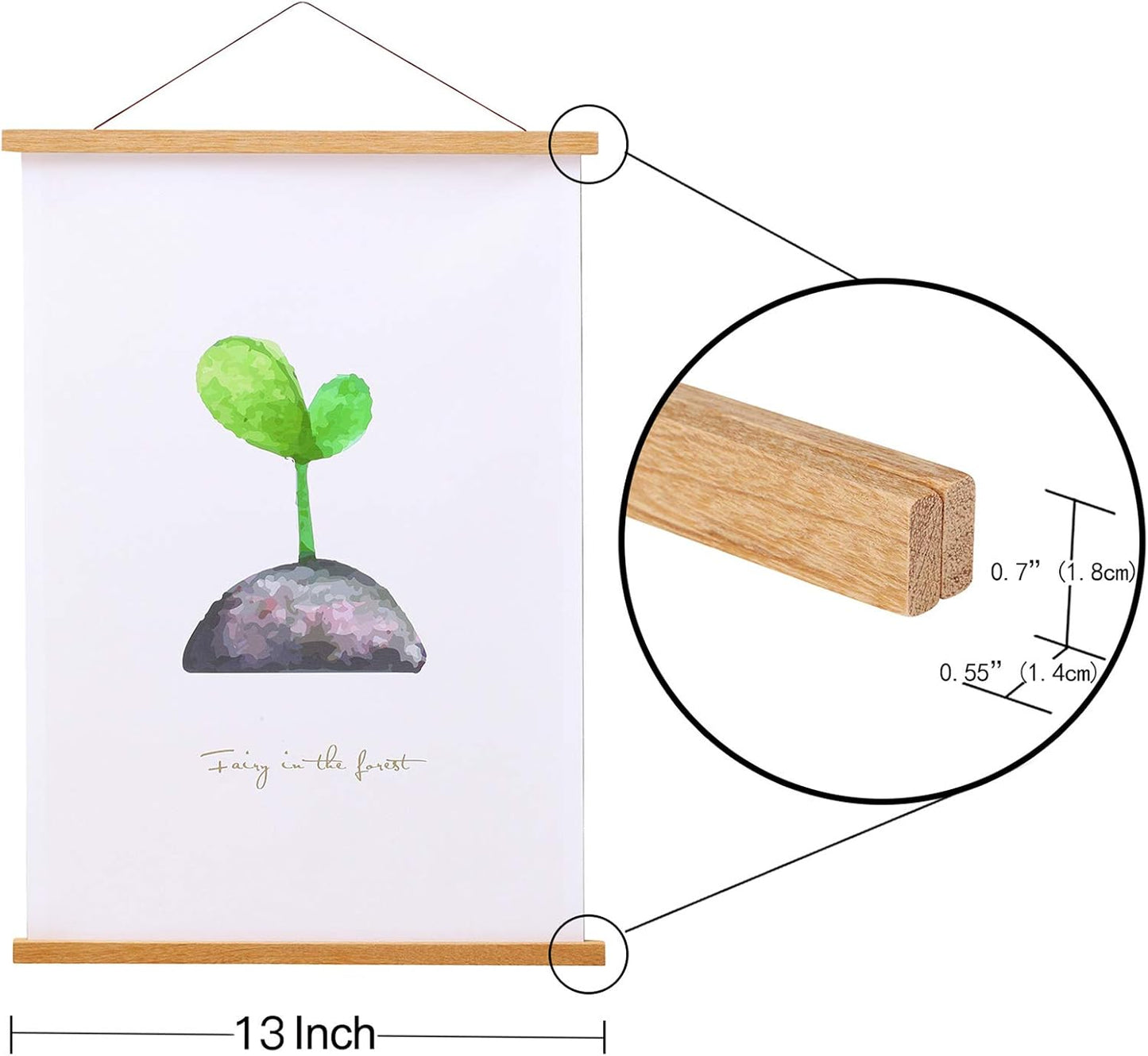 FALAMON Magnetic Poster Hanger Frame, 13x19 13x18 13x17 Teak Wood Magnet Poster Frame for Posters, Prints, Photos, Pictures, Maps, Scrolls, and Canvas Artwork