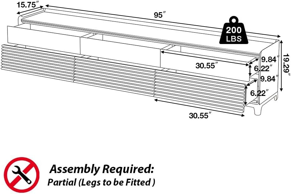 POVISON Fully-Assembled Mid Century Modern TV Stand with Legs, Wood Media Console with Adjustable LED Light for 85-inch TVs, Entertainment Center with Storage for Living Room