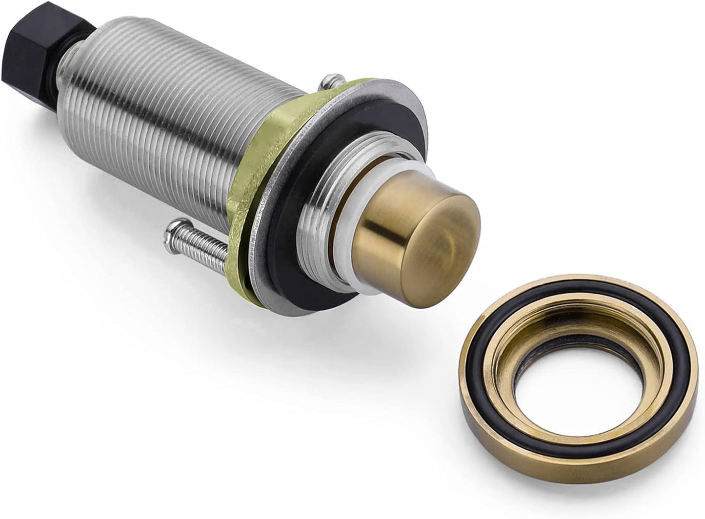 SinkTop Air Switch Kit (Long Full Brass Button) for Disposal, Dual Outlet, (Champagne Bronze)