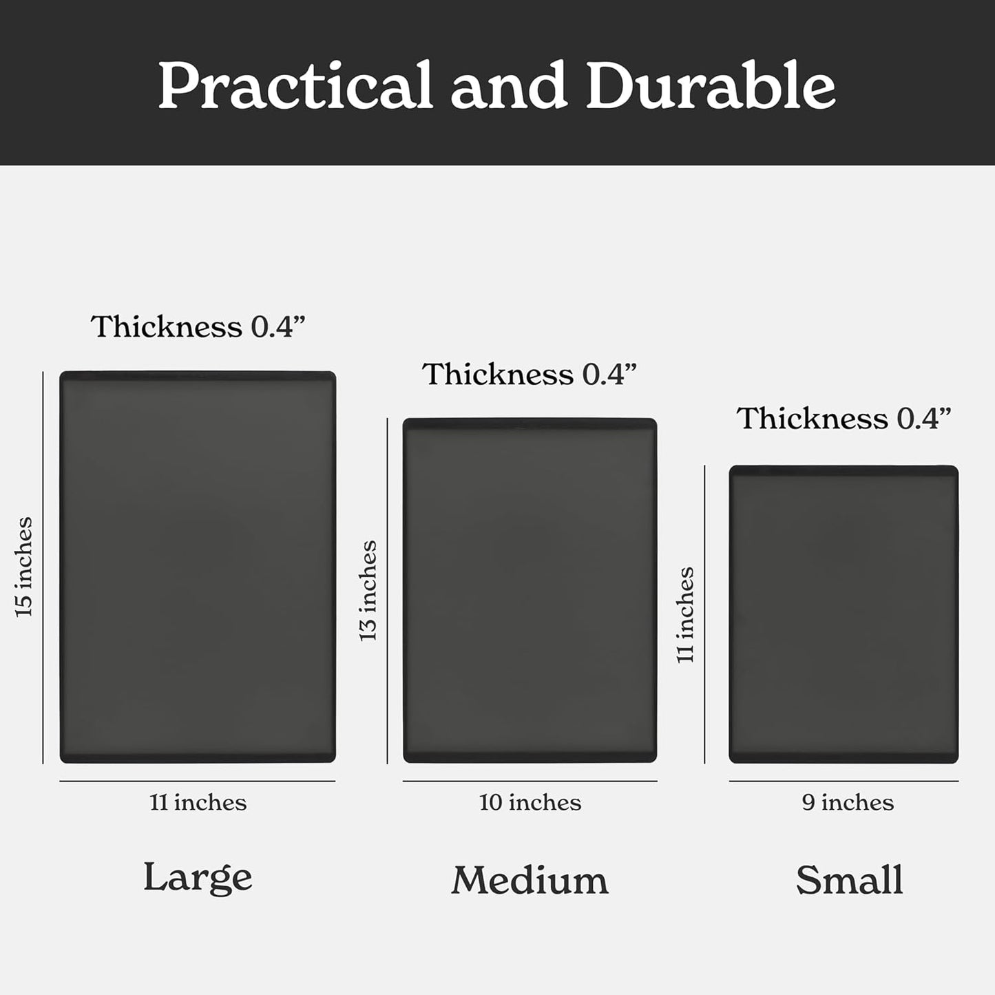 SMIRLY Plastic Cutting Board Set 3 Pieces, Non-Slip Dishwasher Safe Chopping Boards for Kitchen, Dark Grey