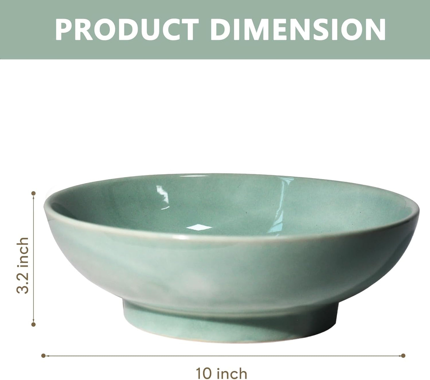 10" Decorative Bowl,Ceramic Fruit Bowl for Kitchen Counter,Coffee Table, Dining Room,Table Centerpiece Bowel,Entryway Key Holder & Jewelry Organizer (Jade green)
