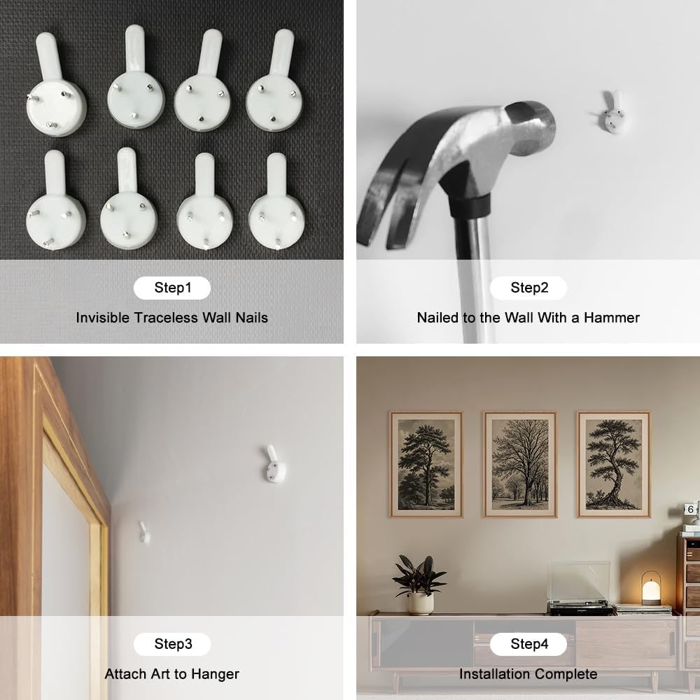 HPINUB Vintage Sketch Tree Framed Canvas Wall Art Set,Modern Nature Botanical Wall Decor, Antique Wilderness Tree Artwork,Minimalist Neutral Art Prints for Living Room,Bedroom,Farmhouse-24 x36 x3